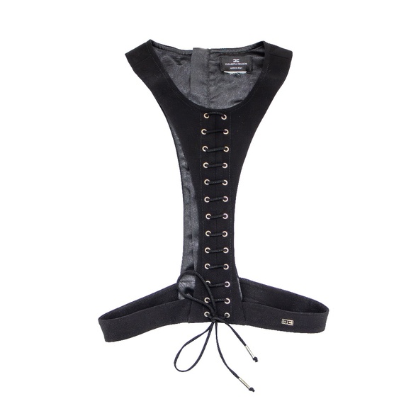 ELISABETTA FRANCHI Black Corset-Style Harness‎ Top – Size 40 (IT) - Picture 2 of 9